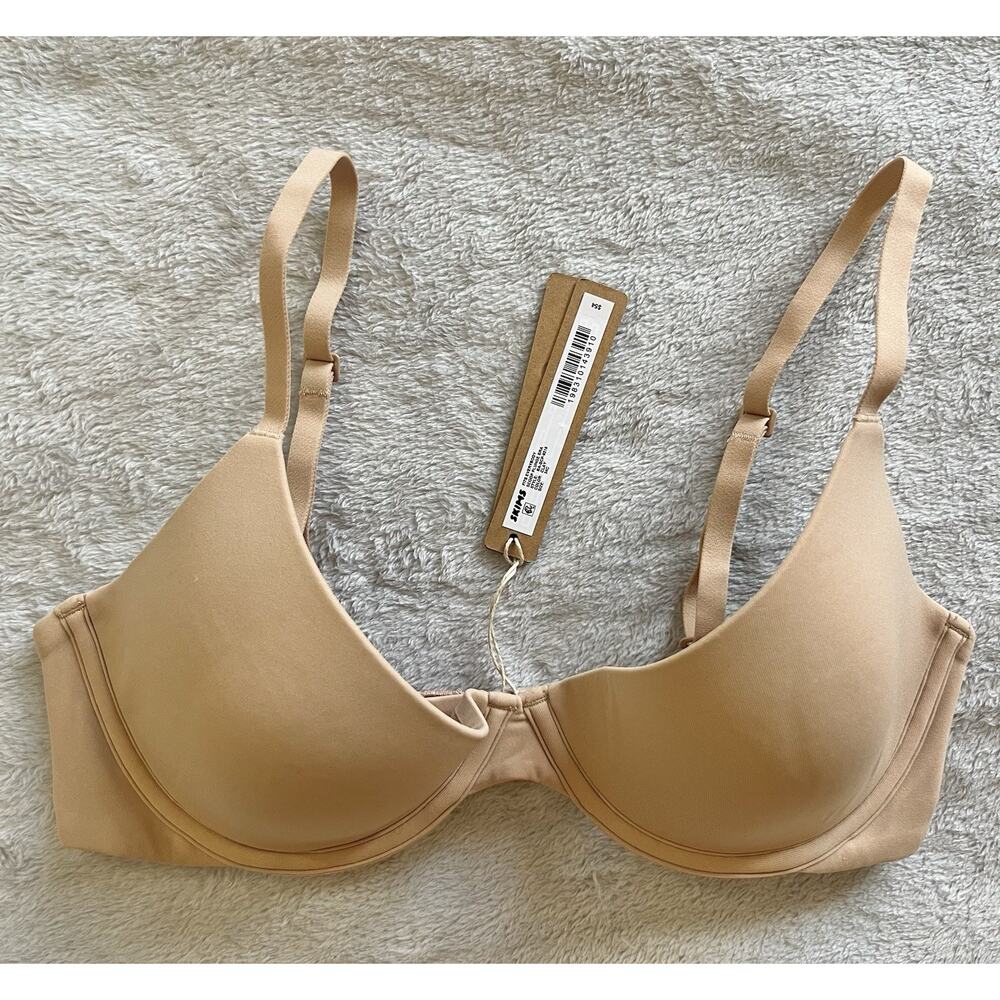 SKIMS 34C Fits Everybody Scoop Plunge Bra Clay Tan BA-SCP-9216 NEW with tags